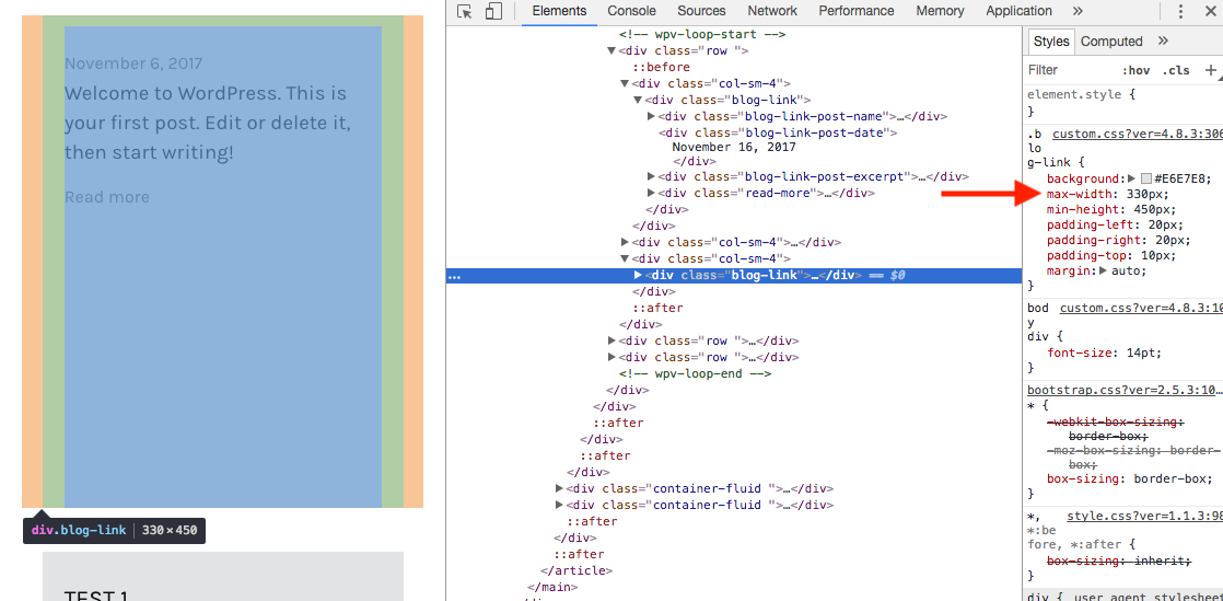 Spacing Listing Of Post Types In 3 Col Bootstrap Grid Across Full Content Width Toolset