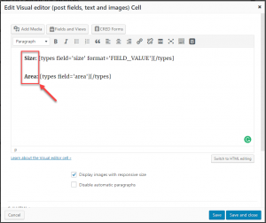Static text used in the Layouts Visual Editor cell