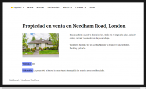 The same example of house displayed using the layout translated into Spanish