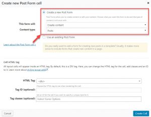 Post Form options during insertion