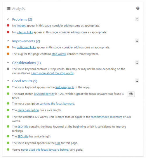 Analysis when Yoast SEO cannot
