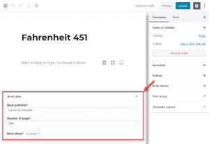 Existing custom fields work normally in the Gutenberg editor
