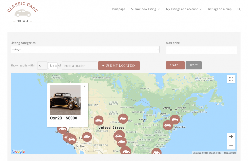 New in the Classifieds site: show listings on a map and filter by the advertiser location