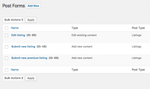 Forms used in the new Classified site
