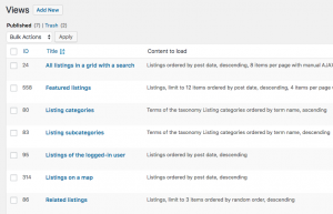 Views used in the new Classified site