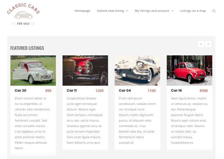 The new version of the Classifieds site