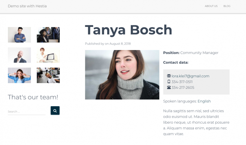 Single-member page