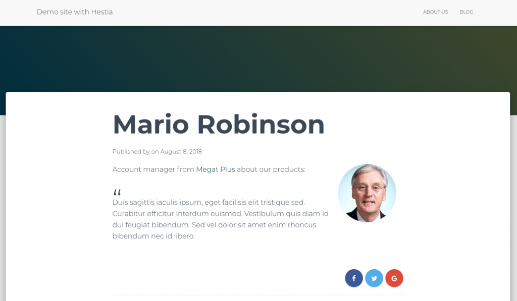 Single-testimonial page