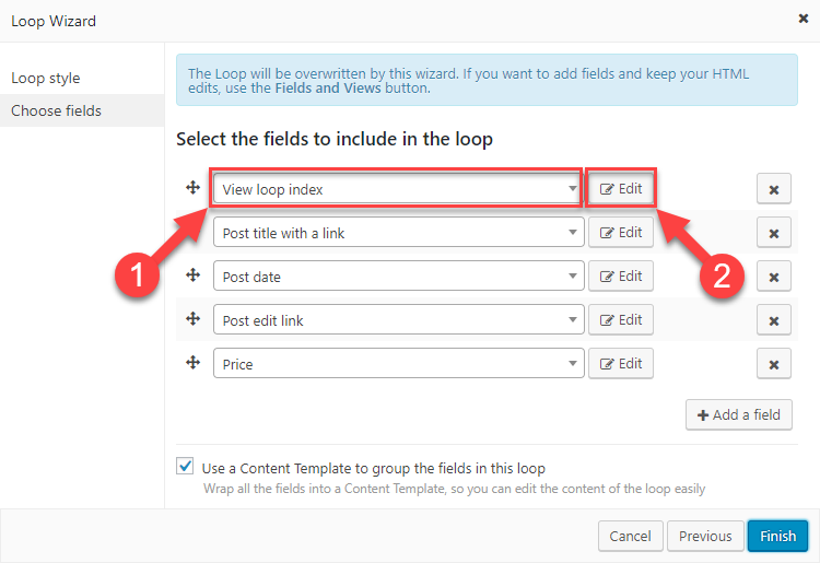 Adding View loop index
