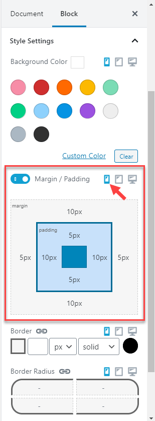 Adjusting a Toolset block's margins and paddings for phone screens