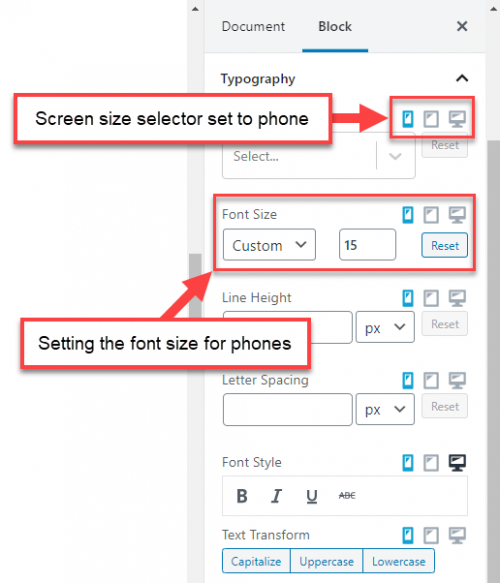 Changing the font options for the phone screens