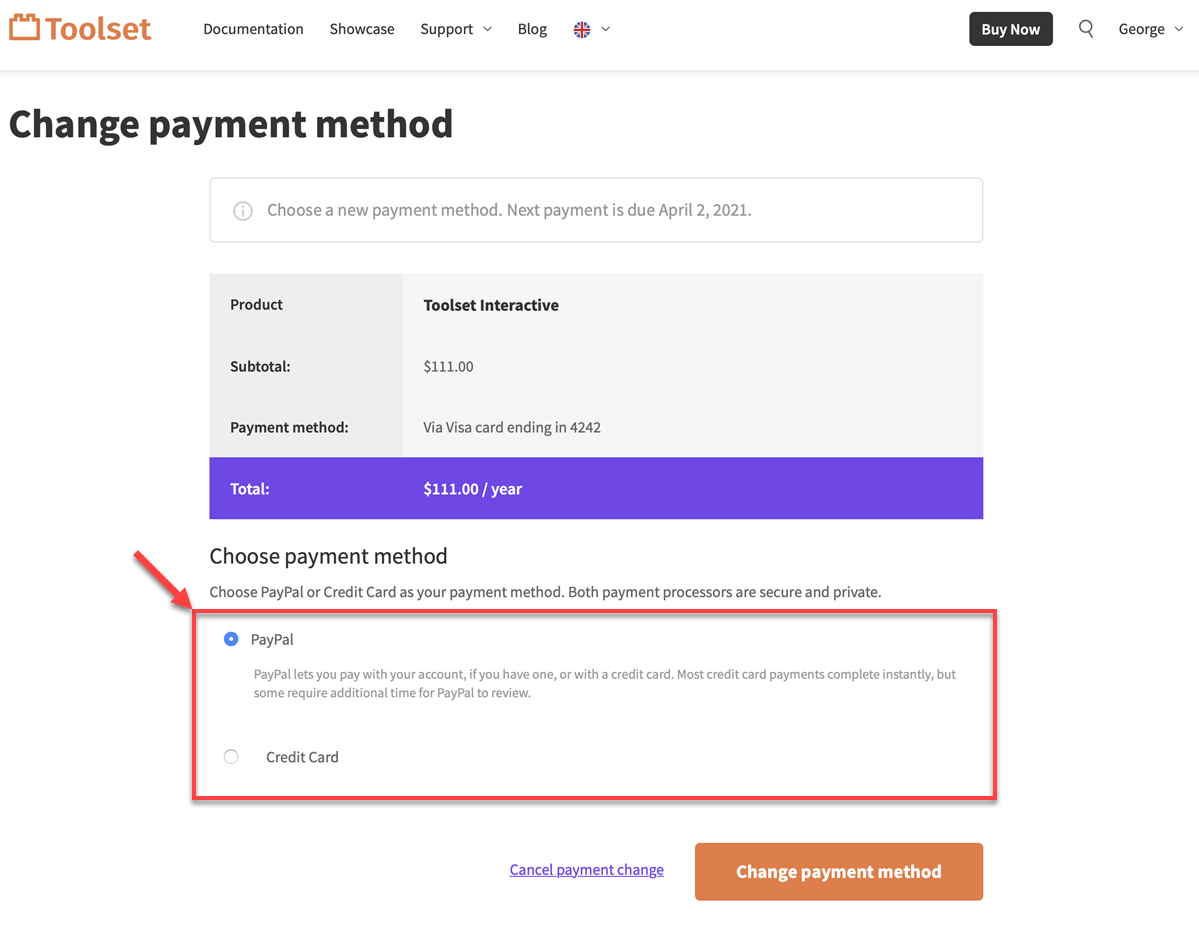 What does revise payment method mean