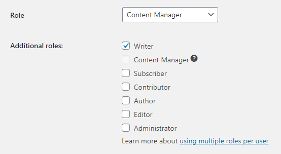 Assigning multiple roles per user