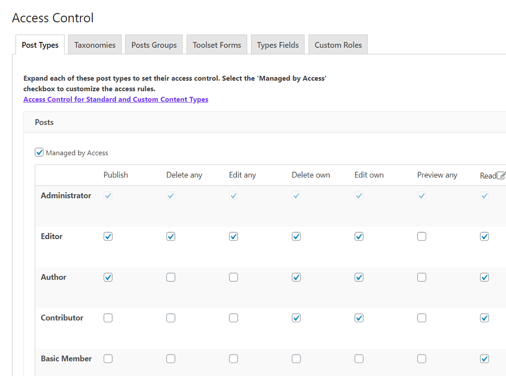 Tính năng Access Management chỉ có trong Toolset