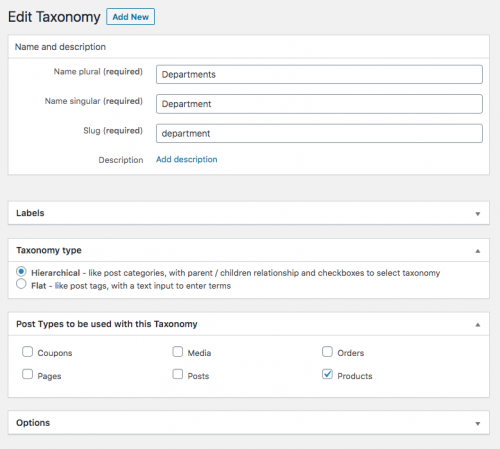 Adding custom taxonomy to WooCommerce Products