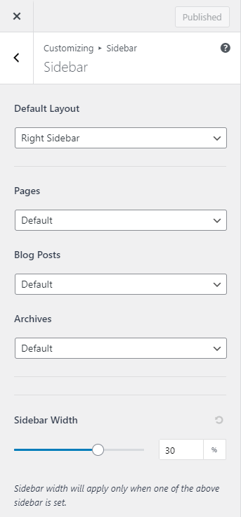 Controlling theme options using Customizer