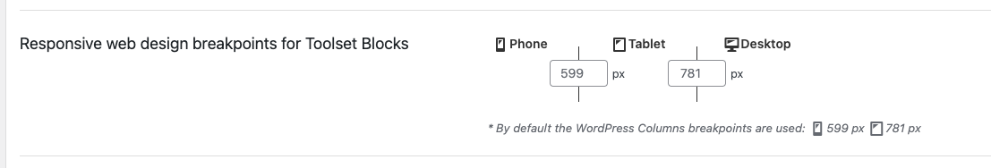 Toolset settings